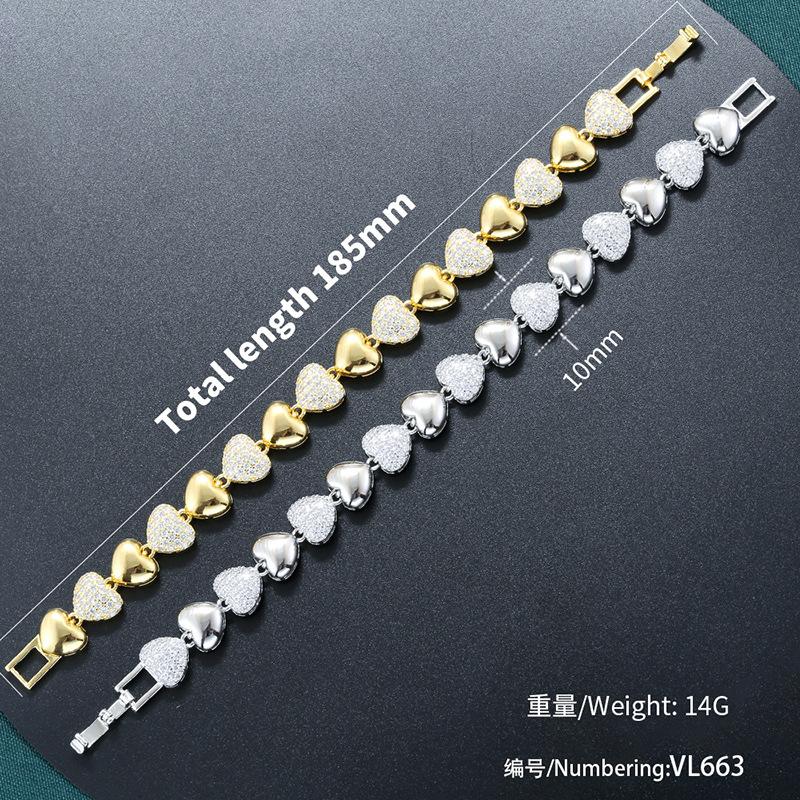 Liebe Splicing Armband Halskette Premium Gefühl Herzförmig Pfirsichherz Schmuckset Vl663-664