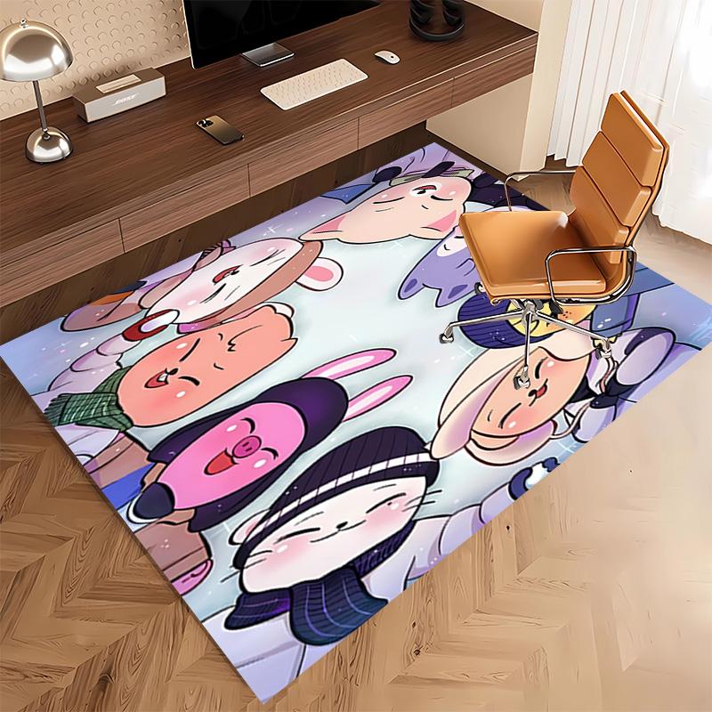 1pc Kpop Print Area Rug - Soft, Washable Non-Slip Indoor Mat, Living Room, Home Office Decorative Rug,Office Decorative