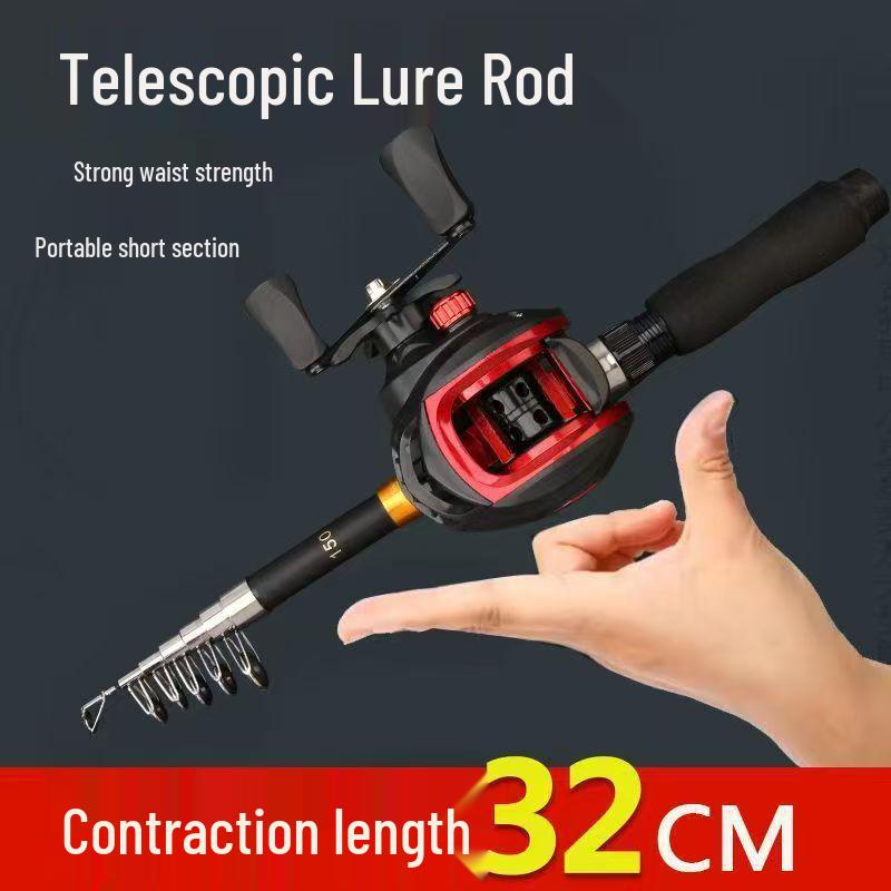 

Portable Sea Fishing Rod Set: Mini Travel Fishing Gear Kit 1.3 чорний