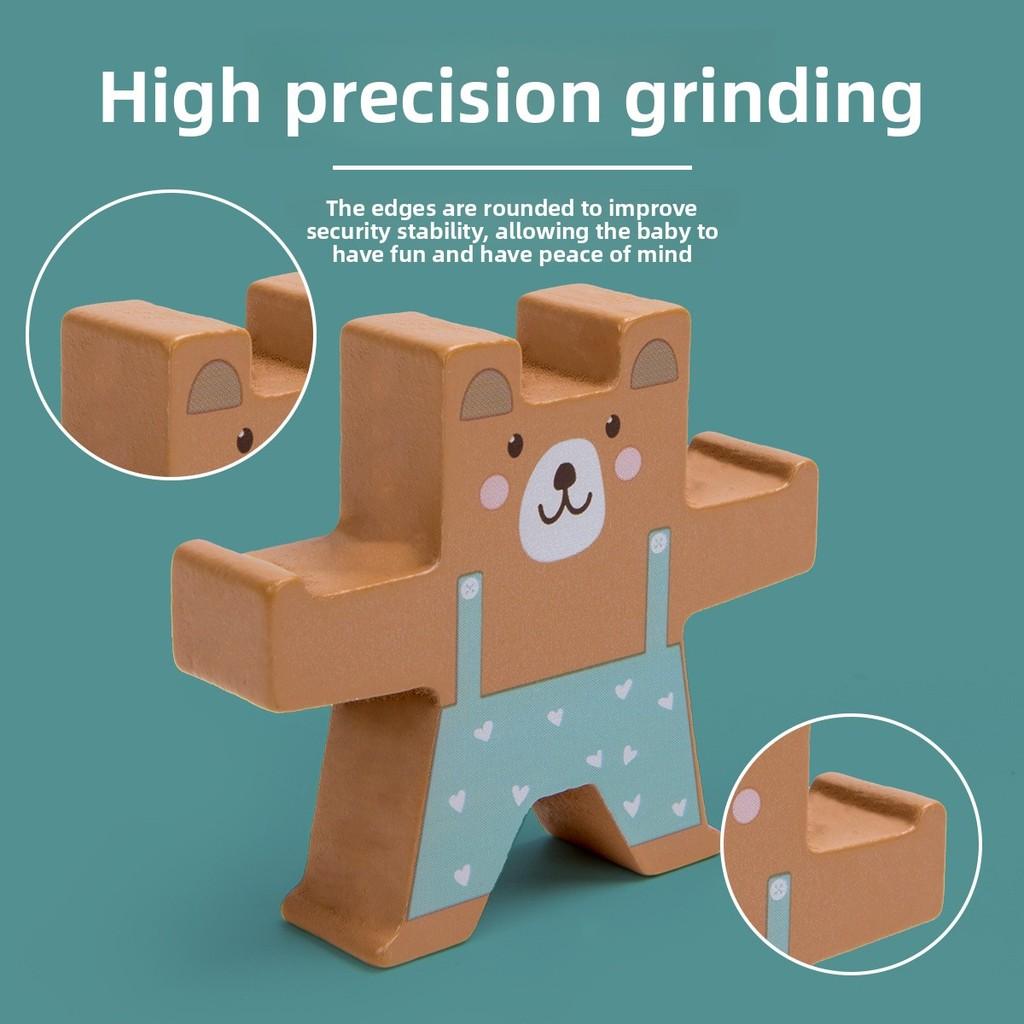 Wooden Bear Balance Stacking Toy For Kids Development And Hand Eye Coordination