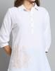 Monte Carlo Womens Self Design White Collar Neck 3/4 Sleeve Top