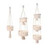 Bohemian Hand-Woven Cotton Rope Hanging Basket with Bamboo Ring