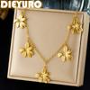 DIEYURO 316L Stainless Steel Elegant Luxury Golden Irregular Flowers Pendant Necklace Lady Classic Waterproof Neck Chain Gift