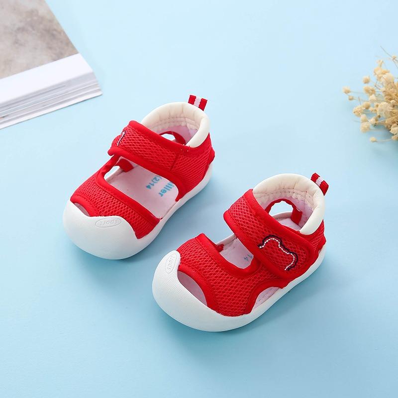 Baby learning-to-walk shoes, boys' and girls', anti-kick breathable wear-resistant toddler sandals, 1–3 years old , Fumeier soft sole anti-slip