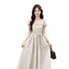 French Square Collar Polka Dot Dress Women's Summer New Summer Wear Temperament Waist Dress