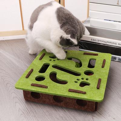 Cat Scratch Enrichment Box Interactive Felt Scratch Toy Fun Maze Box Cat Puzzle Toy with Bell Balls for Indoor Cats Scratching Mental Stimulation