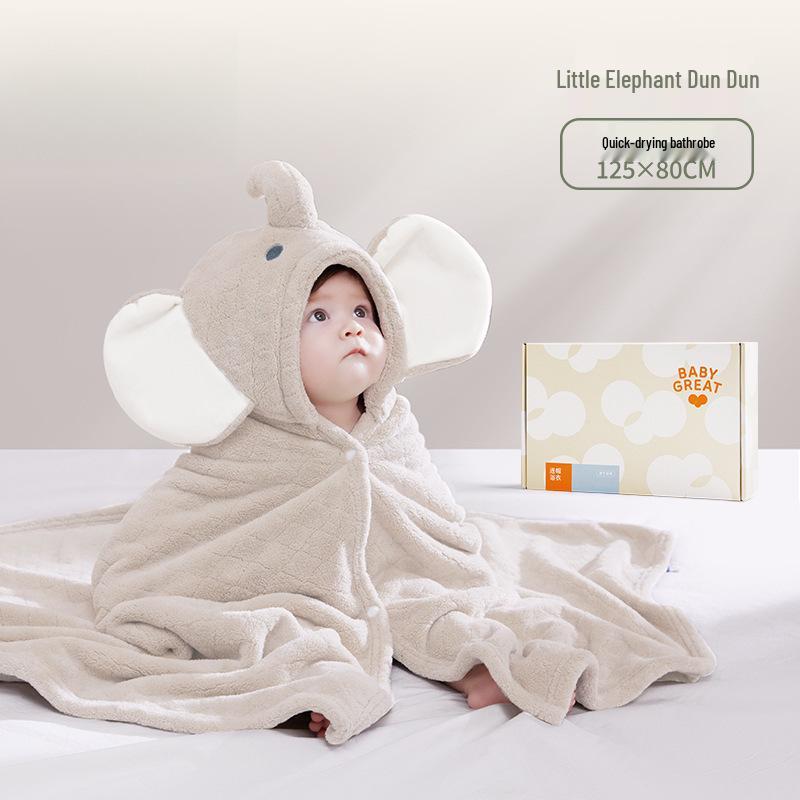 Super Soft Hooded Children's Coral Fleece Bath Towel Poncho - Thick, Absorbent, and Quick-Drying Baby Bathrobe