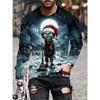 Spring Autumn Christmas Series 3D Printed Comfortable Round Neck T-shirt Loose Casual Sports Versatile Men's Breathable Long Sleeve T-shirt