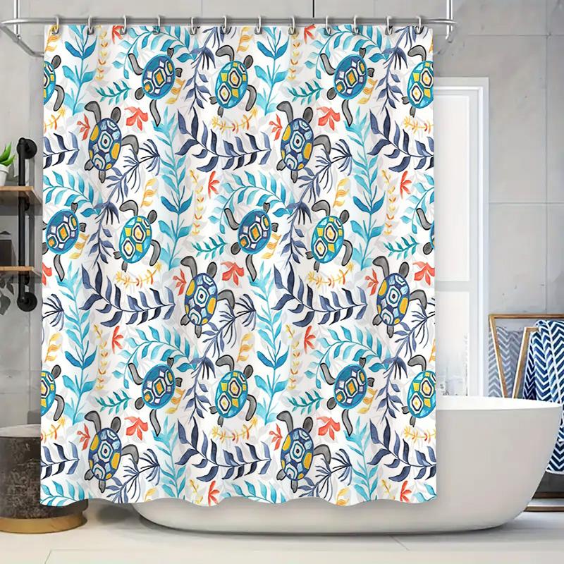 

Ocean Turtle Shower Curtain Sea Life Coastal Bathroom Decor Tropical Beach Themed Waterproof Fabric Backdrop 90x180cm