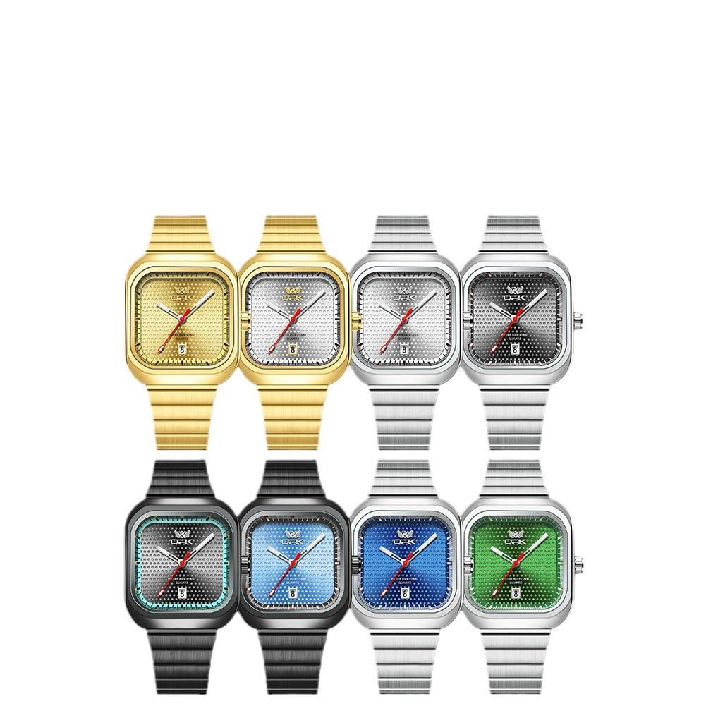 OPK Brand Watch Square Steel Belt Men's Watch Luminous Waterproof Single Calendar Quartz Watch Men's Watch