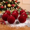 Flocked Velvet Christmas Balls Shatterproof Plastic 8cm Tree Baubles Bow Ornament Set  Florists