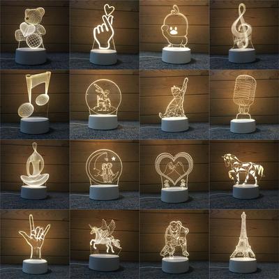 3D Noční světlo Vision Ložnice Kreativní Stolní Lampa Diy Sváteční Dárek USB Přímo do zásuvky