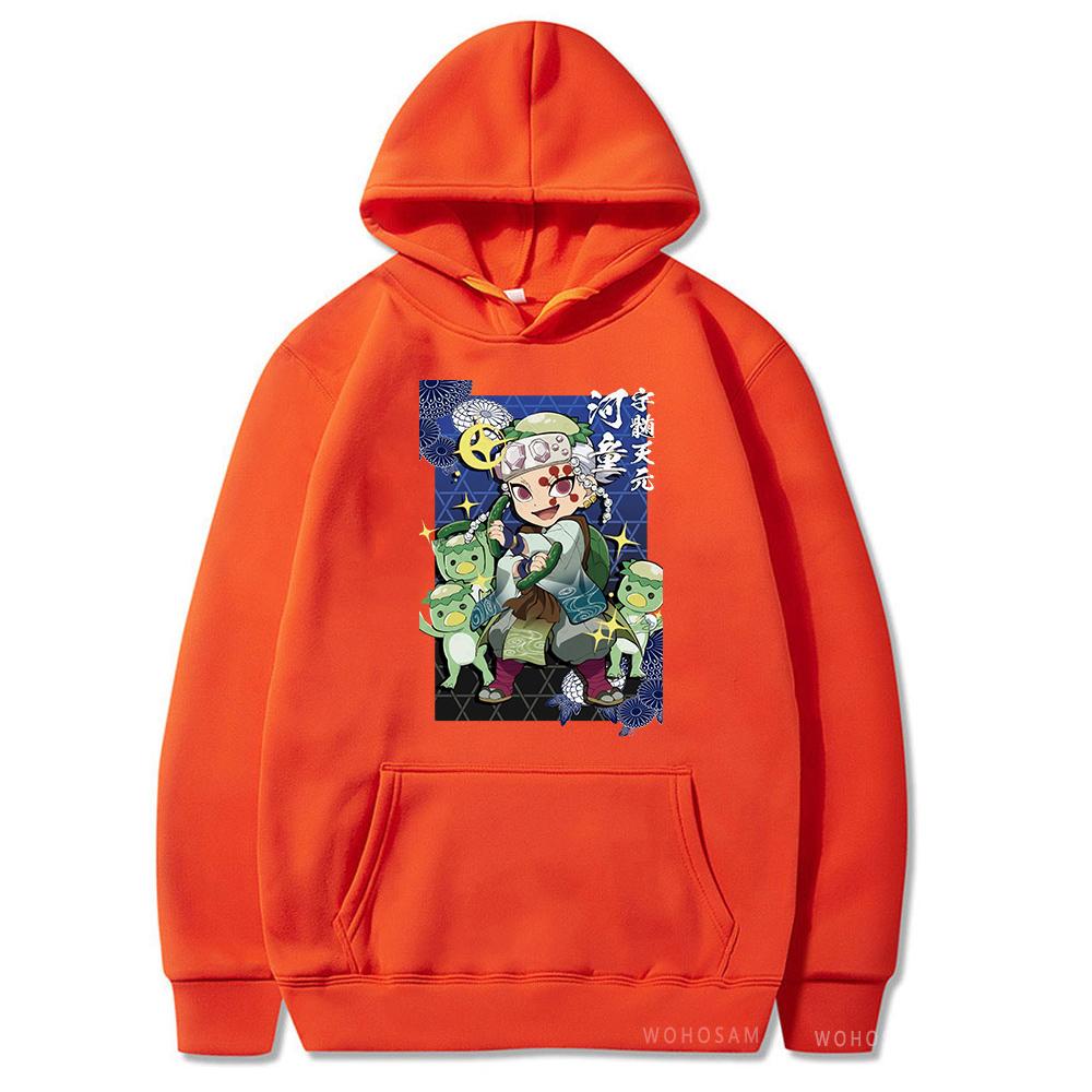 Uzui Tengen Demon Slayer Hooded Sweatshirts Kawaii Cartoon Print Pullover Casual Women Men Fashion Oversized Teenager Patchwork Clothes