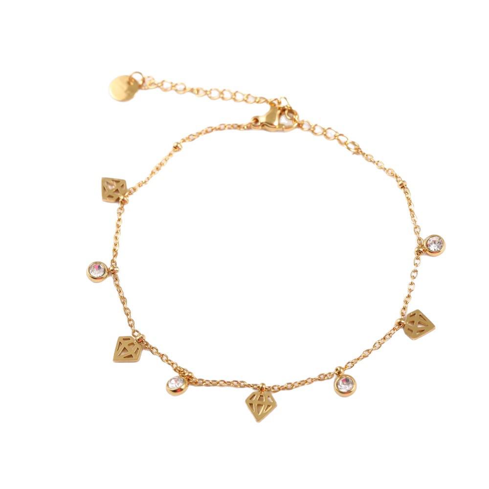 

Stylish Stainless Steel Zircon Bracelet for Women - Unique, Versatile, High-End Jewelry Colorful Zircon - 18+5cm