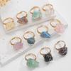 Irregular Wrapped Wire Natural Stone Adjustable Bohemian Crystal Ring