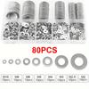 80/180/360/540/720pcs M2 M2.5 M3 M4 M5 M6 M8 M10 Stainless Steel Flat Washer Plain Gaskets Metal Washers Rings for Screw Bolt Assortment Kits