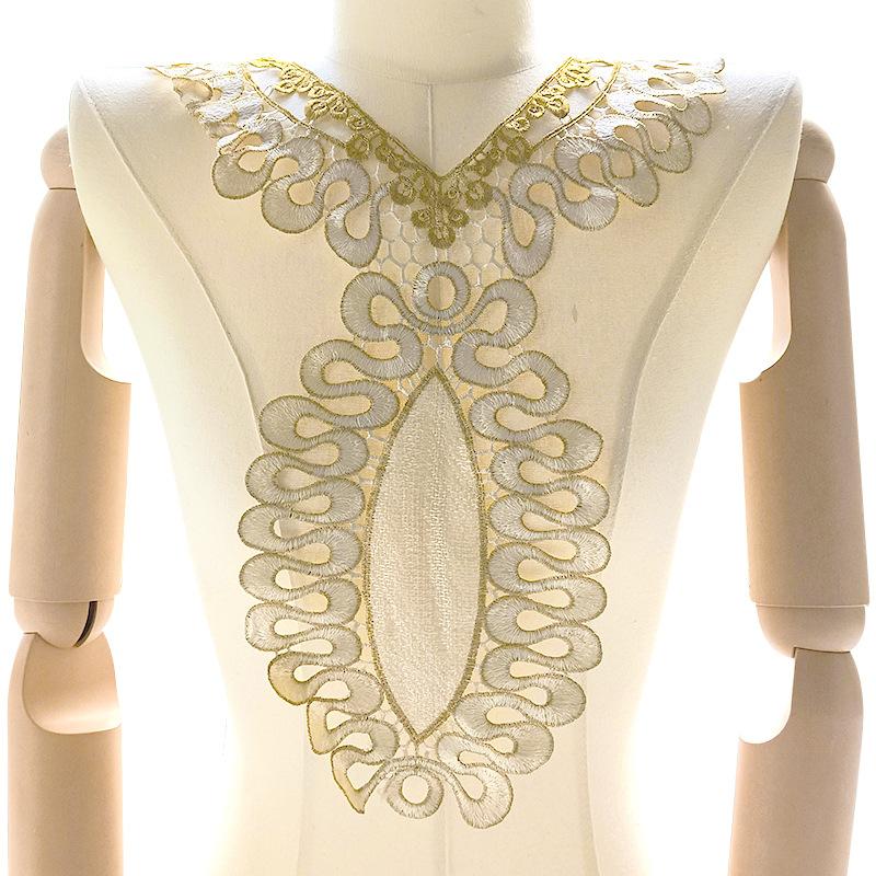 Color Heavy Industry Yarn-dyed Embroidered Collar, Gold Thread Embroidery, Large Fake Collar, Water-soluble Lace Collar, Hollow