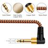 6.35mm Guitar Cable, 1m, 14" TRS Cable, Nylon Braided Multi-Shielded 6.35mm Stereo Jack 90 Degree Right Angle Male to 90 Degree Right Angle Male