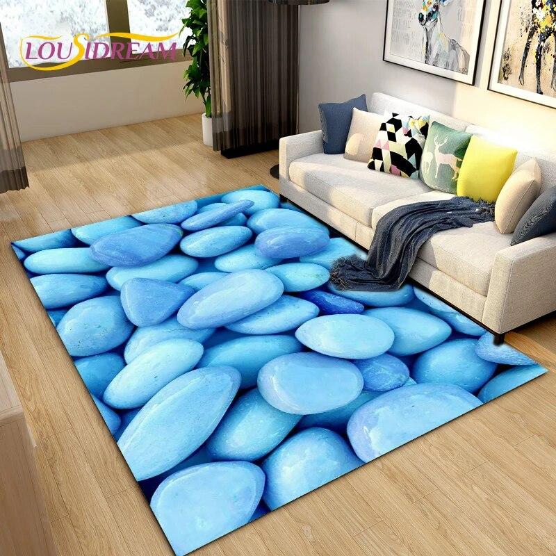 3D Color Cobblestone Stone Area Rug,Carpet Rug for Living Room BedRoom Decoration,Kitchen Doormat Bathroom Anti-slip Floor Mat