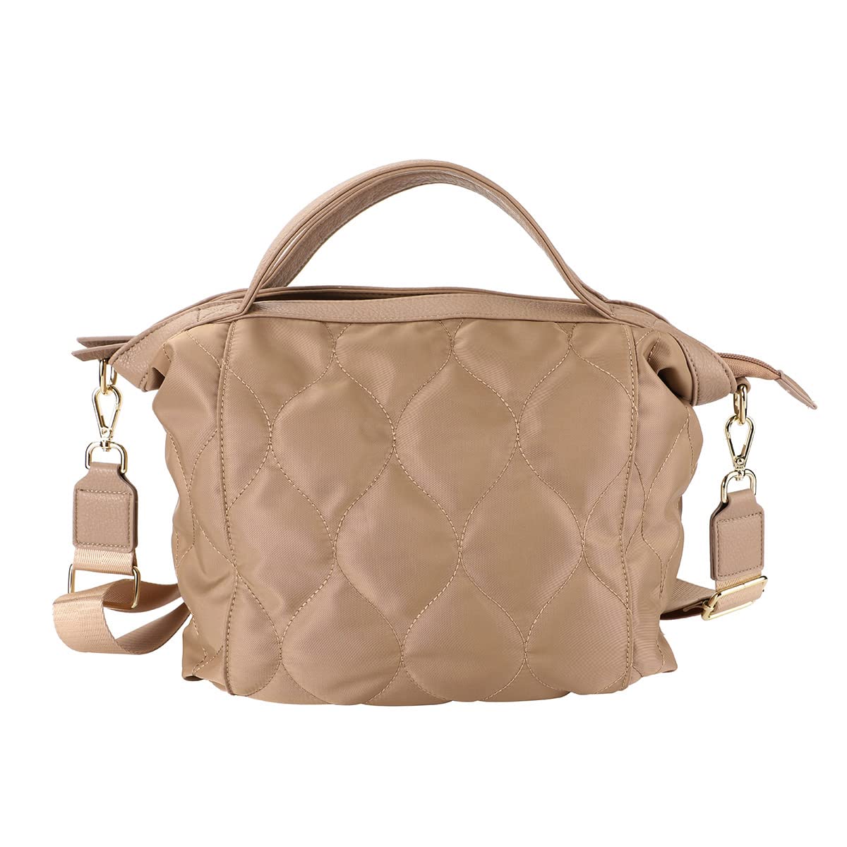 

Nylon Tote Shoulder Commuting [Rizdays] Bag, Bag, Lightweight, Crossbody, Quilted, Bag, 2-way (Beige) бежевий