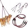 1Set 3 Way No-Tangle Triple Couple Adjustable Nylon Pet Dog Walking Leash Lead with Padded Soft Handle Breakaway 3 Heads