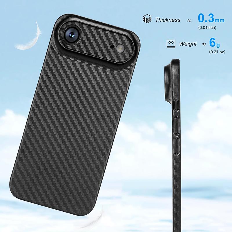 Lightweight Ultra Thin Case for iPhone 17 Pro 0.3mm Carbon Fiber Pattern Matter Case for iPhone 17 Pro Slim Back Cover Bumper