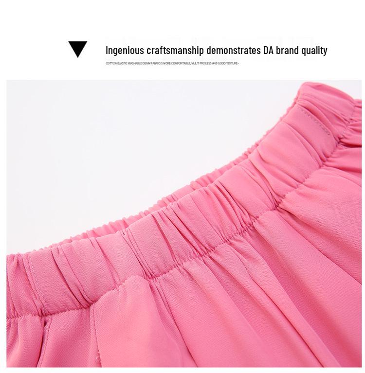 Stylové letní kalhoty s širokými nohavicemi z ledového hedvábí pro velké dívky - Všestranné, zeštíhlující a ležérní