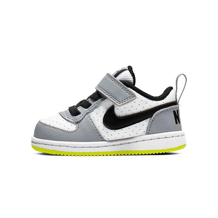 Nike Court Borough Low Velcro Non-Slip Shock Absorbing Durable Low-Top Skate Shoes Baby Sneakers Gray White Black 870029-104