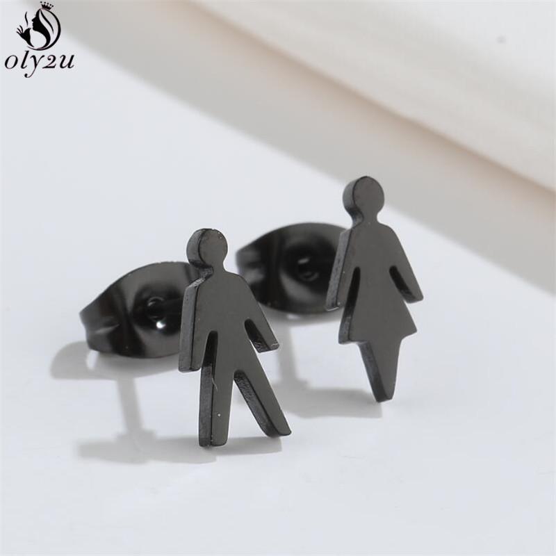Asymmetry Stainless Steel Key Lock Earring for Women Rabbit Carrot Piercing Jewelry Girls Earrings Gifts Accessories