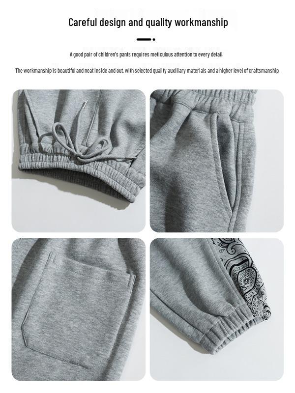 2025 Boys' Fleece-Lined Winter Pants - Stylish One-Piece Sports Trousers for Medium & Large Children