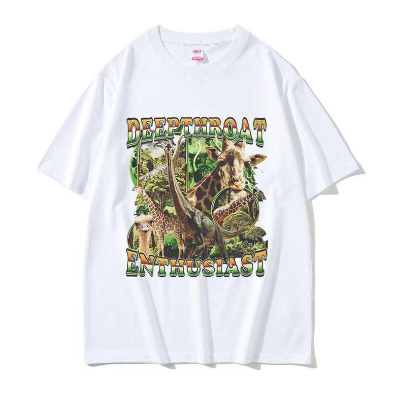 Deepthroat Enthusiast Giraffe Funny Meme T Shirts Men Women Retro High Quality Fashion T-shirt Tops Cotton Tshirt
