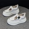 Baotou sandals women's summer new breathable hollow casual little white shoes thick sole inner height increase small women's shoes