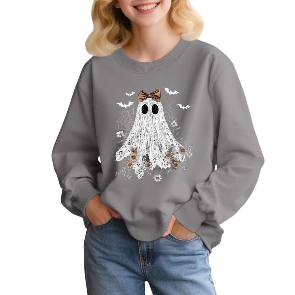 Children's Fashion Loose-fitting Casual Halloween Long-sleeved Printed Round Neck Sweatshirt
