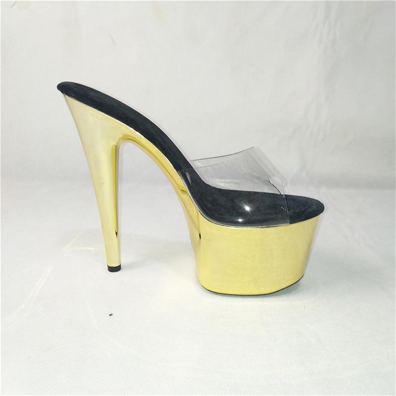 

Сандалии женские 2025 новые летние универсальные интернет-знаменитости слово с тонким каблуком классные тапочки женские носят абрикосовые прозрачные высокие каблуки 46 золотой