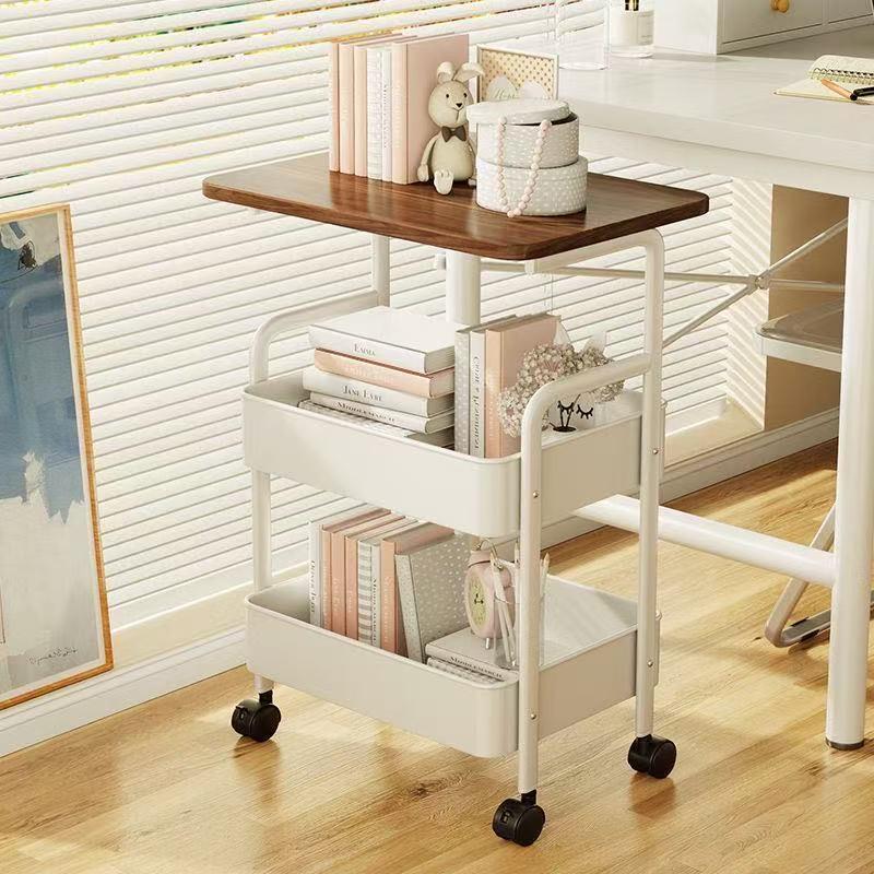 Carrello Snack Retro-Style Mobile con Scaffalatura Multi-livello e Organizer da Tavolo