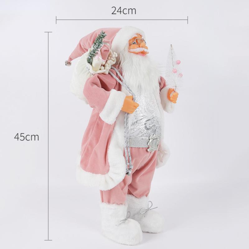 Christmas Decorations pink Santa Claus Dolls Standing Christmas Figurine Holiday Decoration Ornaments Layout Window Decoration