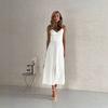 European and American Women's Clothing New French Gentle Wind Suspender Backless Waist Open Fork Wide Swing Dress