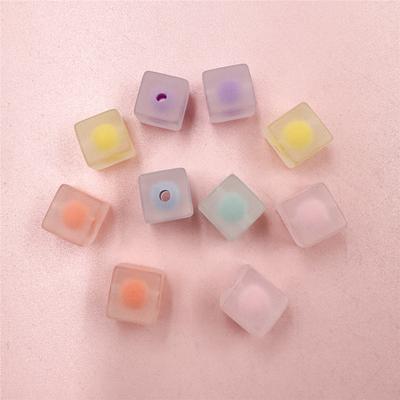 Home Party Supplies Jewelry Accessories Fashion Acrylic DIY 10mm Frosted Mobile Phone Chain Square Loose Bead Bracelet Handmade Materials 10Pcs