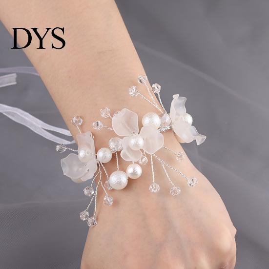 Wrist Corsage Elegant Comfortable Touch Anti-Wear Bride Bridesmaid Bracelet Flower for Wedding Engagement