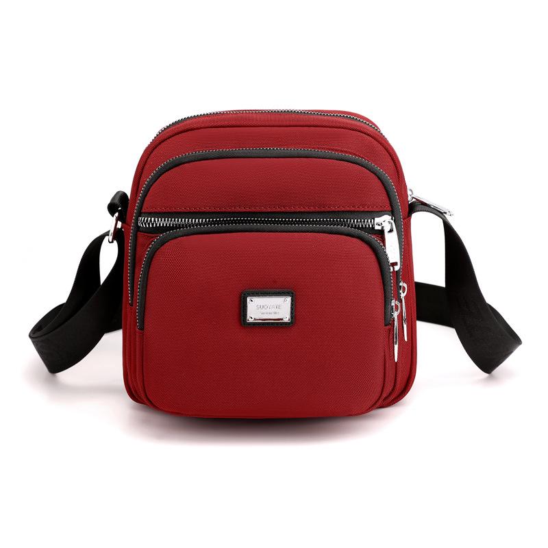 Trendy Nylon Multi-Layer Zipper Crossbody Bag - Simple, Lightweight, and Casual Solid Color Shoulder Bag