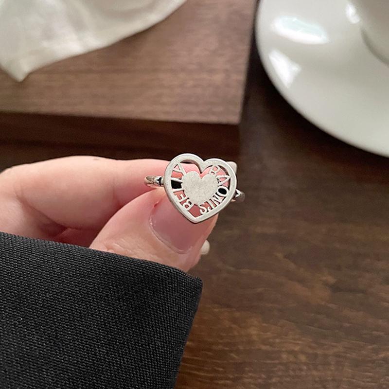 Vintage Herz Pentagramm Offener Ring für Damen Süß Kühl Alt Gemacht Hohl Liebesstern Persönlichkeit Fingerzubehör Mode Schmuck