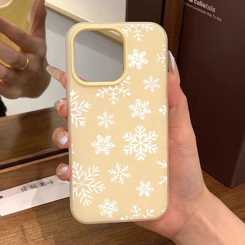 Simple White Snowflake Winter Phone Case For Xiaomi Redmi 14C 13C Note 14 13 12 11 10 Pro Plus 5G 2 in 1 Matte Clear Back Cover
