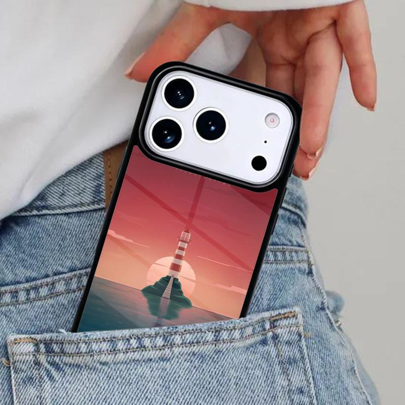 Abstract highway landscape lighthouse Phone Case for iPhone 16e 15 14 13 12 17 Pro Max Plus Air 17pro Cover Coque
