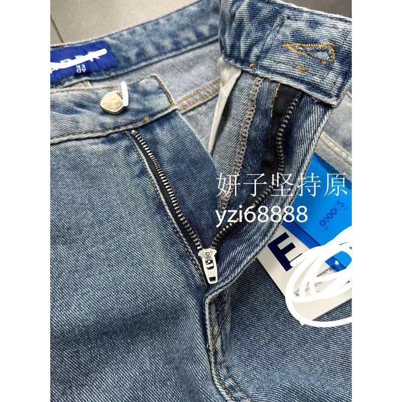 South Korea Single Ad **Exquisite and Easy To Wear High Waist Highlight Graffiti Denim Blue Washed Jeans Pants Same Style for Men and Women