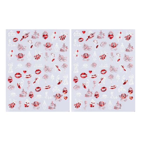 

2 шт. наклейки для дизайна ногтей, не выцветающие, легко наклеиваемые, самоклеящиеся, непадающие, сделай сам, День святого Валентина, красные сердечки, маникюрные наклейки, поставка для салонов красоты V