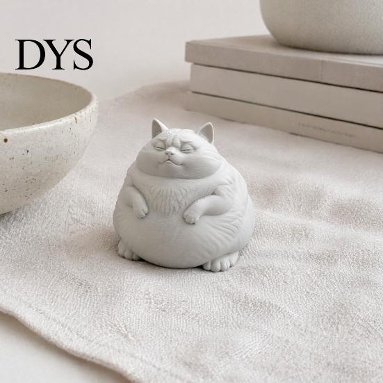 Desktop Decorations for Office Fat Cat Figurine, Cute Lazy Desk Car Decor with Solid Base, Heartwarming Holiday Gifts Mini Calming Statue Office,