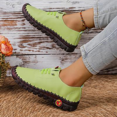 Retro Casual Single Shoes  Autumn New Breathable Car Stitching Cow Tendon Sole Large Size Women's Single Shoes  Mujer