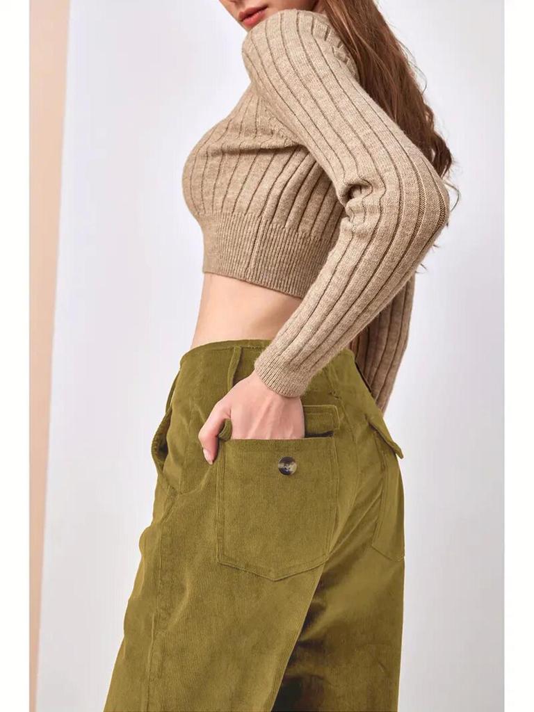 European & American Style High-Waist Slimming Drape Pants - Women's Casual Straight-Leg for Autumn/Winter 2024