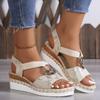 Plus Size Women's 2024 Spring/Summer Wedge Heel Sandals with Metal Buckle