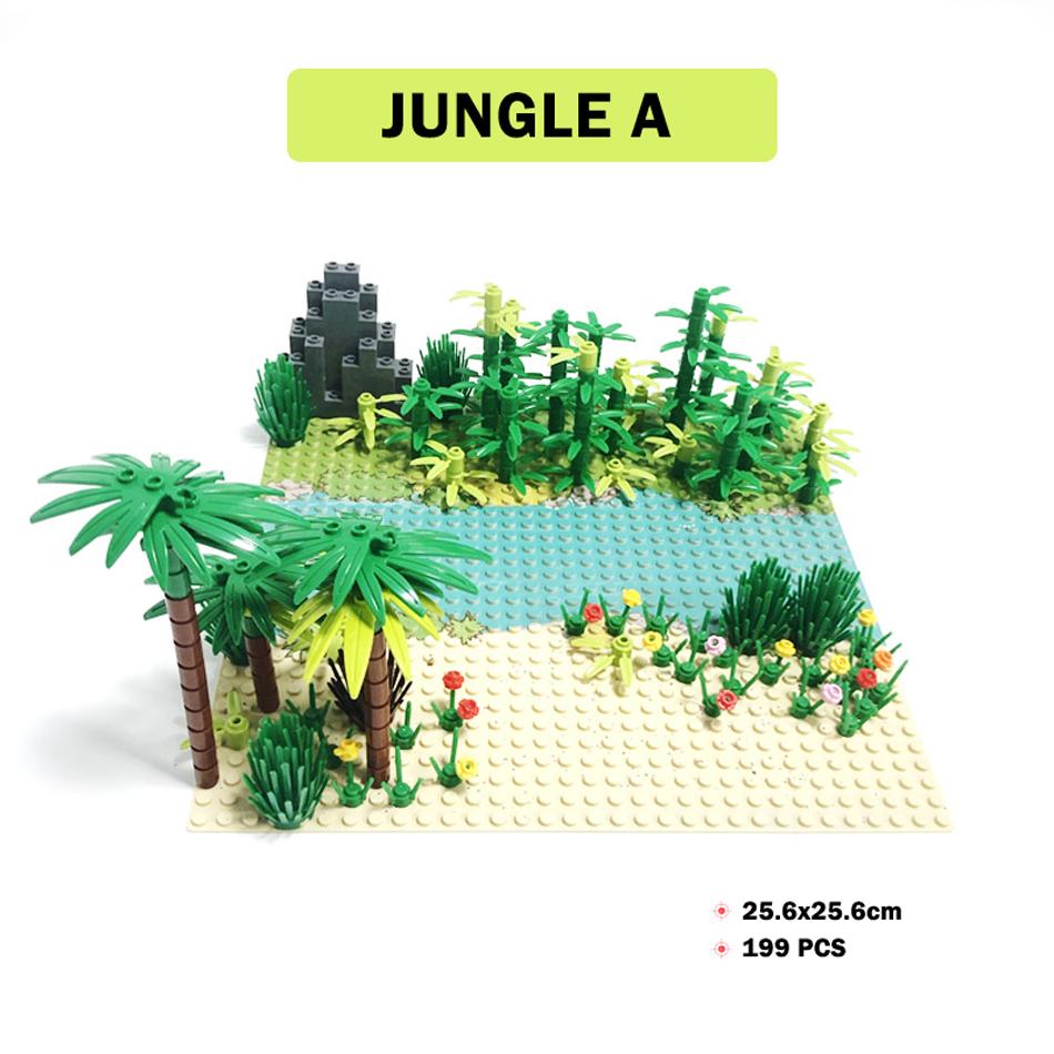 DIY Militär Dschungel Thema Szene MOC Bausteine Armee Architektur Bunker Gräben Lager Module Steine Spielzeug für Kinder Geschenke